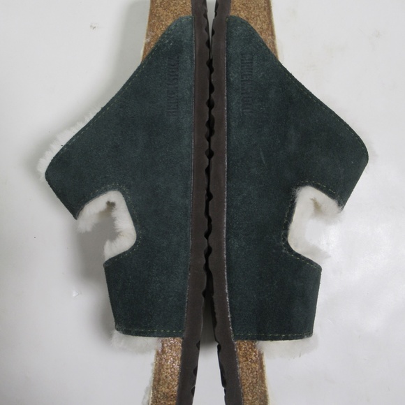 Birkenstock Men's Arizona Shearling Suede Leather Sandals Mountain View Green 10 - Picture 9 of 12